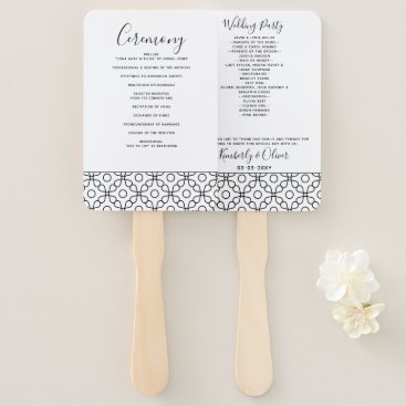 Simple Minimal Black and White Calligraphy Wedding Hand Fan