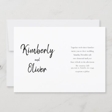 Simple Minimal Black And White Calligraphy Wedding Invitation