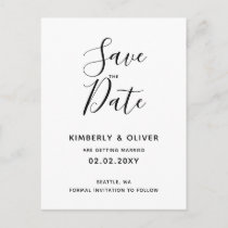 Simple Minimal Black and White Calligraphy Wedding Invitation Postcard