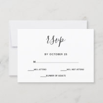 Simple Minimal Black and White Calligraphy Wedding RSVP Card