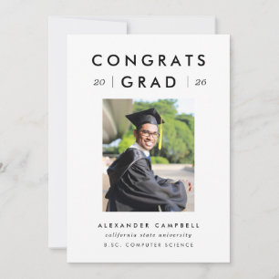 Simple Minimal Black and White Graduation Announcement