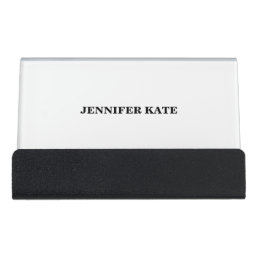 SIMPLE MINIMAL BLACK AND WHITE PERSONALIZED DESK BUSINESS CARD HOLDER