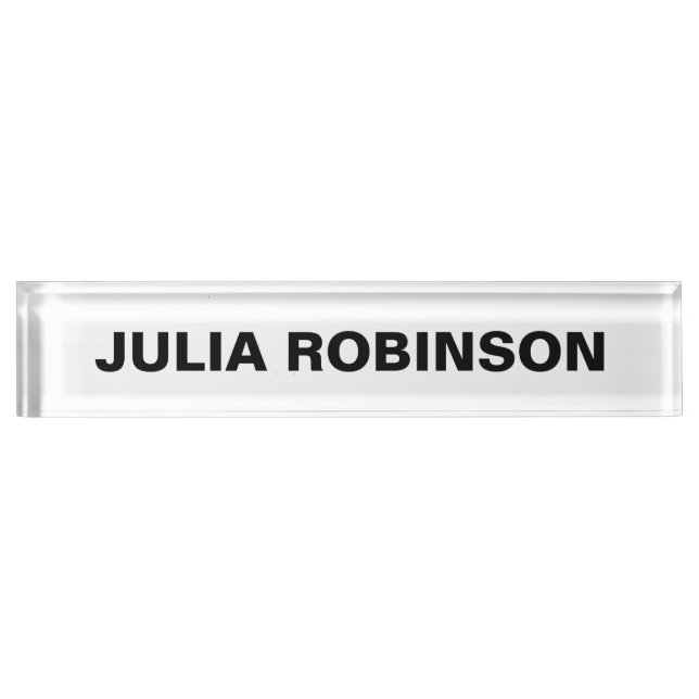 SIMPLE MINIMAL BLACK AND WHITE PERSONALIZED DESK NAME PLATE (Front)