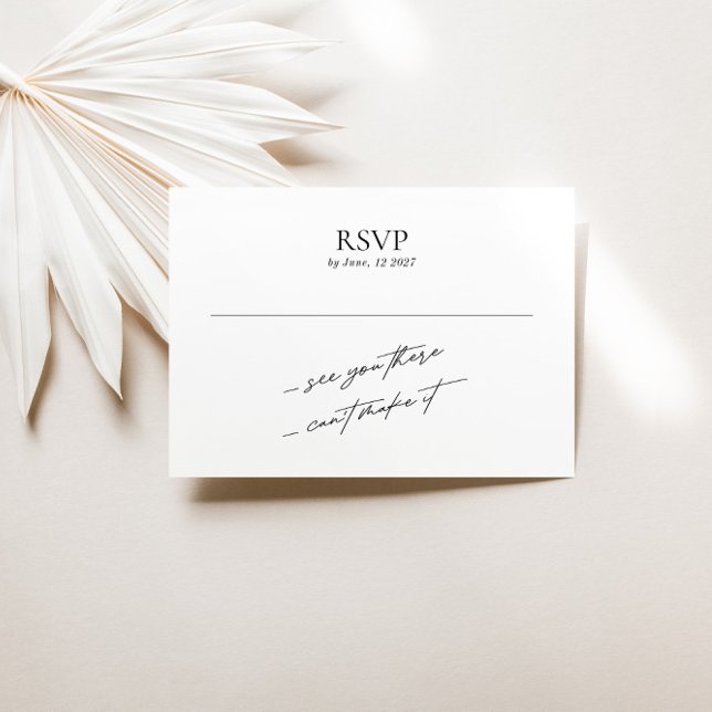 Simple Minimal Black and White Wedding  RSVP Card (Simple Minimal Black and White Wedding RSVP Card)