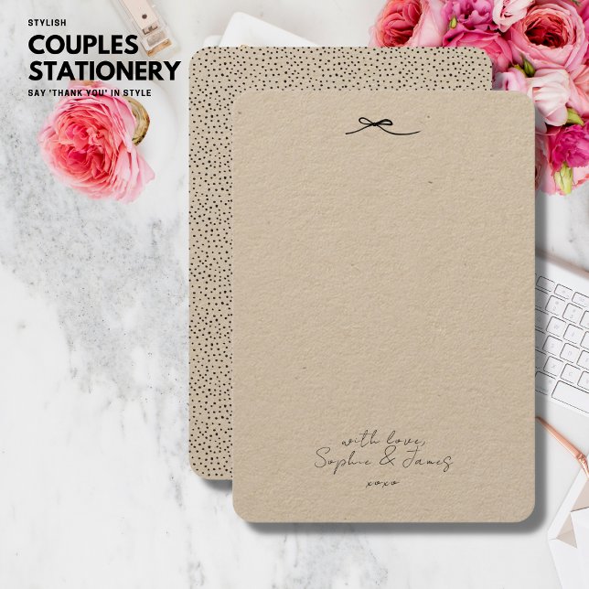 Simple Minimal Black Bow Thank You Couples Wedding Card (Creator Uploaded)