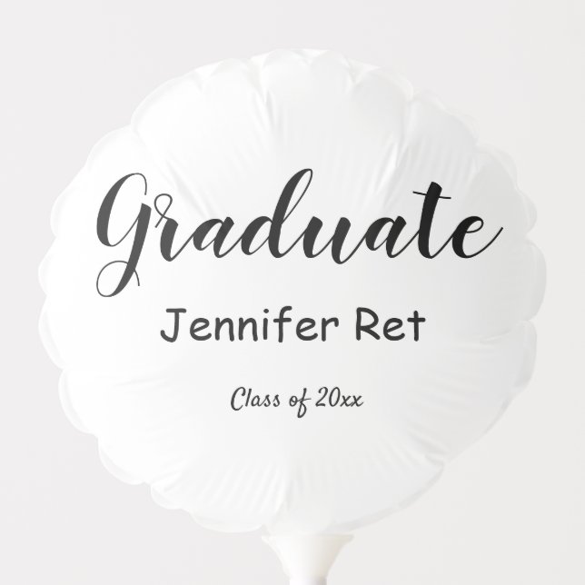 simple minimal black calligraphy graduation balloo balloon (Front)
