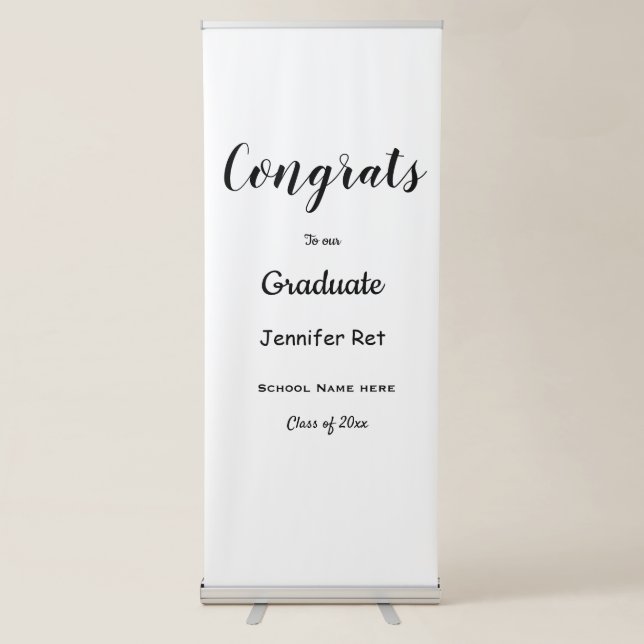 simple minimal black calligraphy graduation  banne retractable banner (Front)