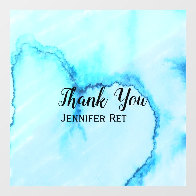 simple minimal black calligraphy thank you add nam window cling (Sheet)