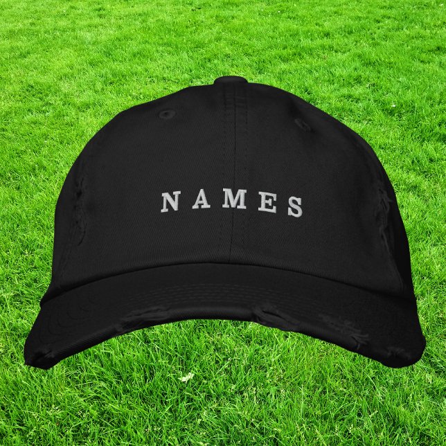 Simple Minimal Black Custom Add Your Name Elegant Embroidered Baseball Cap (Creator Uploaded)
