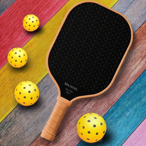 Simple Minimal Black Grey Monogram TeamClub Name  Pickleball Paddle