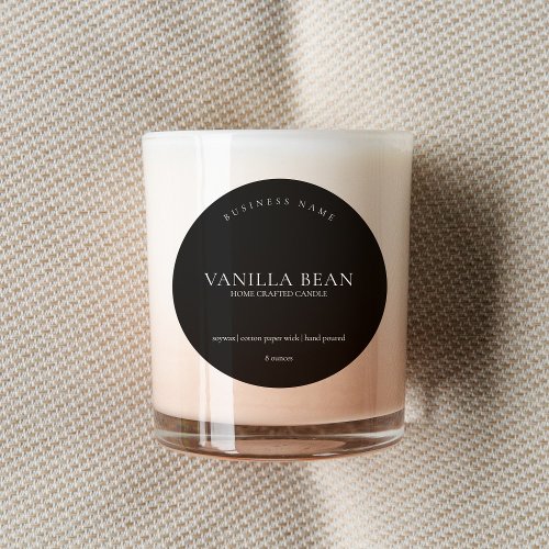 Simple Minimal Black Homemade Candle Product Label