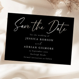 Simple Minimal Black Modern Wedding Save The Date