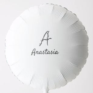 Simple minimal black monogram letter a add name th balloon