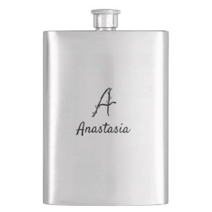 Simple minimal black monogram letter a add name th flask