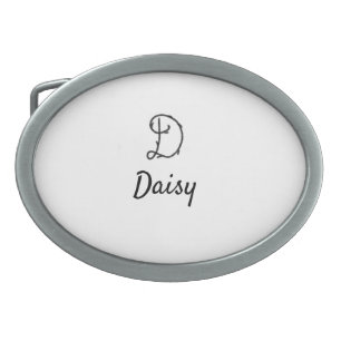 Simple minimal black monogram letter D add name  T Belt Buckle