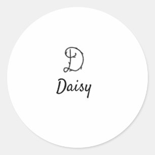 Simple minimal black monogram letter D add name  T Classic Round Sticker