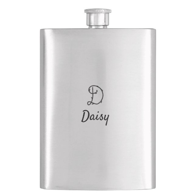 Simple minimal black monogram letter D add name  T Flask (Front)