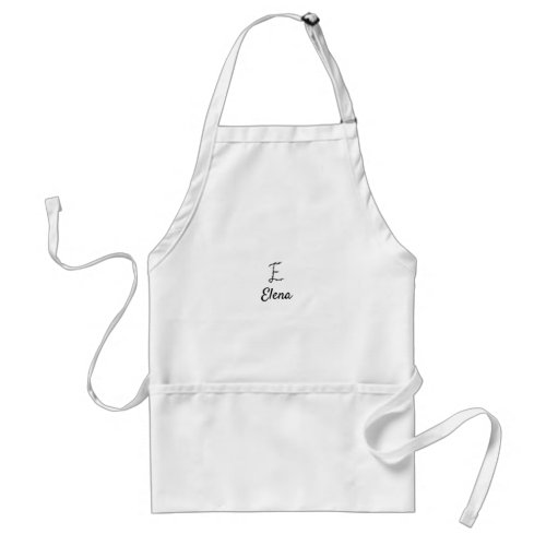 Simple minimal black monogram letter E add name    Adult Apron