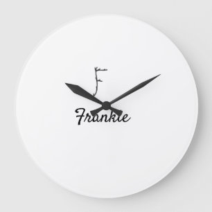 Simple minimal black monogram letter F add name    Large Clock