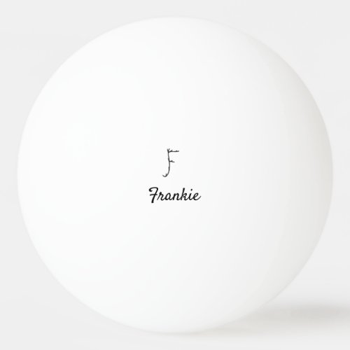 Simple minimal black monogram letter F add name    Ping Pong Ball