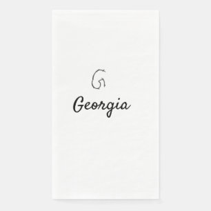 Simple minimal black monogram letter G add name  T Paper Guest Towels