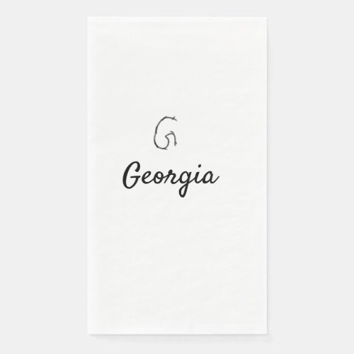 Simple minimal black monogram letter G add name  T Paper Guest Towels
