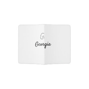 Simple minimal black monogram letter G add name T Passport Holder