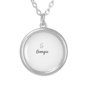 Simple minimal black monogram letter G add name T Silver Plated Necklace