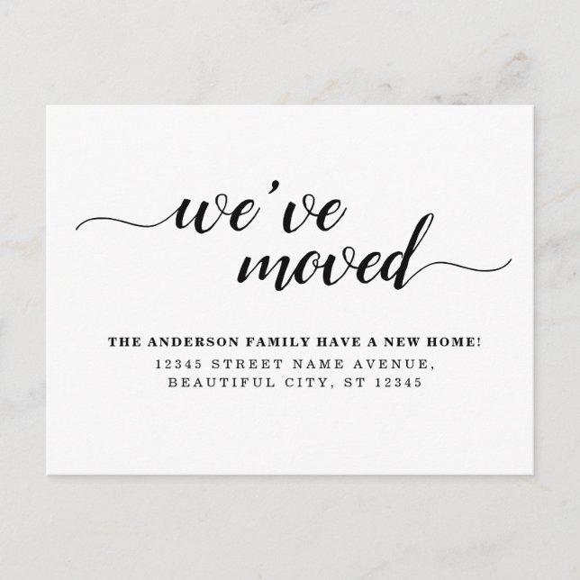 Simple Minimal Black We've Moved New Home Moving Announcement Postcard (Front)