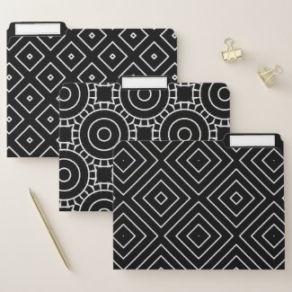 Simple Minimal Black & White Geometric Pattern Set File Folder
