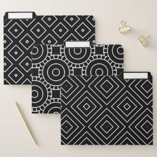 Simple Minimal Black & White Geometric Pattern Set File Folder