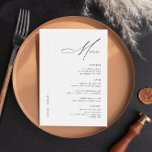 Simple Minimal Black & White Modern Wedding Table Menu<br><div class="desc">This Simple Minimal Black & White Modern Wedding Table Menu is perfect for any formal occasion such as a wedding, rehearsal dinner, or engagement party. The design features a black and white color scheme with a modern and elegant touch. The menu is simple and minimalistic, making it easy for guests...</div>
