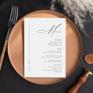 Simple Minimal Black & White Modern Wedding Table Menu