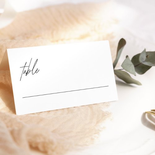 Simple Minimal Black  White Wedding Place Cards