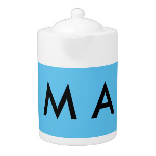 Simple.minimal.blue add your name.monogram teapot