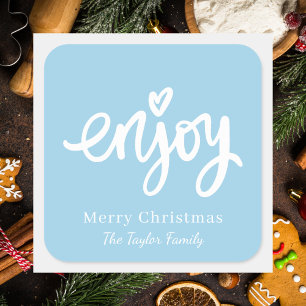 Simple Minimal Blue Christmas Baking Square Sticker