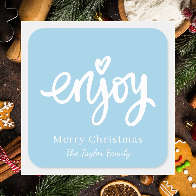 Simple Minimal Blue Christmas Baking  Square Sticker (Creator Uploaded)