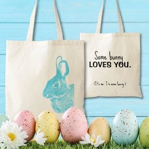Simple Minimal Blue Easter Bunny Tote Bag