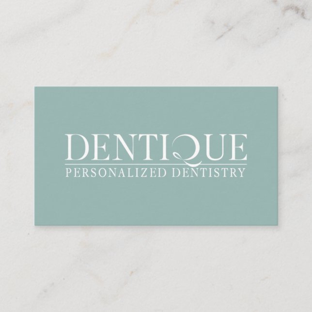Simple Minimal Blue Green Logo Professional Business Card (Front)