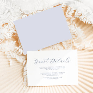 Simple Minimal Blue Script Wedding Guest Detail Enclosure Card