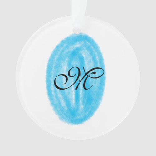 simple minimal blue watercolor circle monogram let ornament