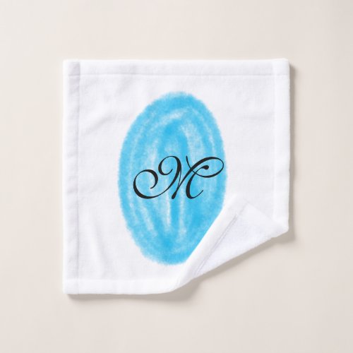 simple minimal blue watercolor circle monogram let wash cloth