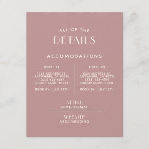 Simple Minimal Blush Ecru Wedding Detail Enclosure Card