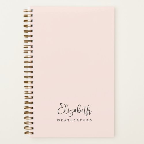 Simple Minimal Blush Pink Calligraphy Script Name Notebook