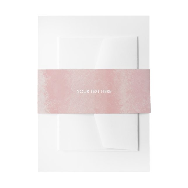 Simple Minimal Blush Pink Watercolor Custom  Invitation Belly Band (Front Example)