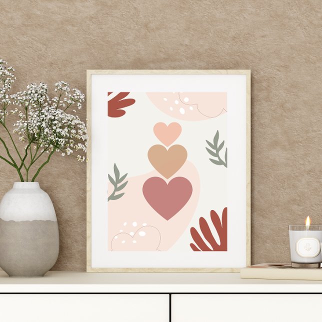 Simple Minimal Boho Art Leaf Hearts Plant Design Poster (Creator Uploaded)