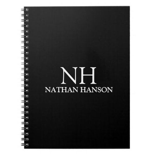 Simple Minimal Bold Monogram Black Modern Business Notebook