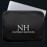 Simple Minimal Bold Monogram Black Modern Laptop Sleeve<br><div class="desc">Modern laptop sleeve featuring a simple and minimal black design with your monogram in a bold font along with your name.</div>