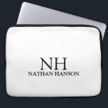 Simple Minimal Bold Monogram Black White Modern Laptop Sleeve<br><div class="desc">Modern laptop sleeve featuring a simple and minimal black and white design with your monogram in a bold font along with your name.</div>