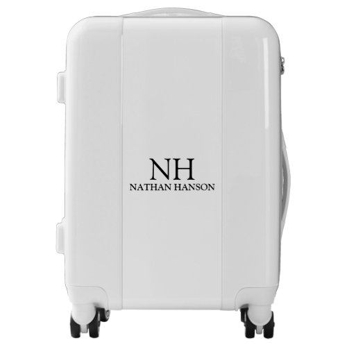 Simple Minimal Bold Monogram Black White Modern Luggage